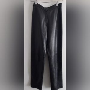 Irka By SSG Black Soft Leather High Rise Lined Straight Leg Pants Size 6